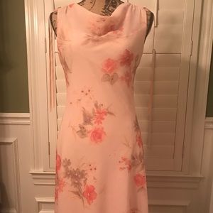 Peach Sleeveless Dress. Size 3. Floral pattern.